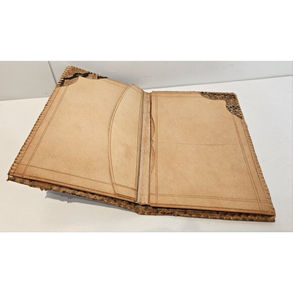 Old Vintage Hand Made Snakeskin & Leather Large Wallet Bi-Fold Good Shape - Picture 12 of 14